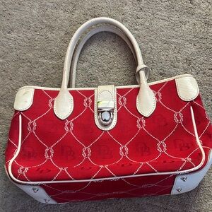 Elegant Red and Cream Satchel